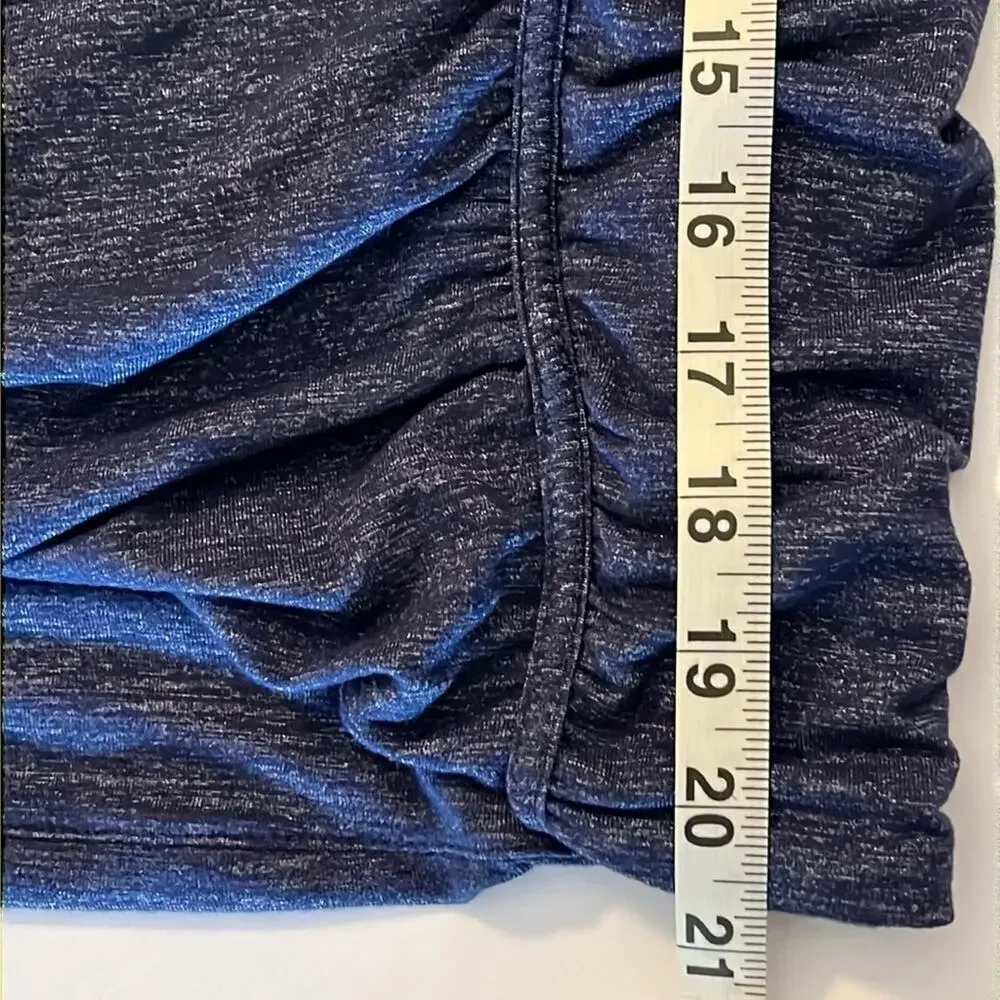 Athleta Twisted Ruched Skirt Womens Size S Blue Metallic Stretch Travel Casual